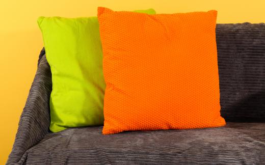 Throw pillows can complement furniture and other decor.