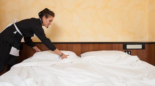 Hotel pillow cases are typically simple and may incorporate the accommodation's colors or insignia.